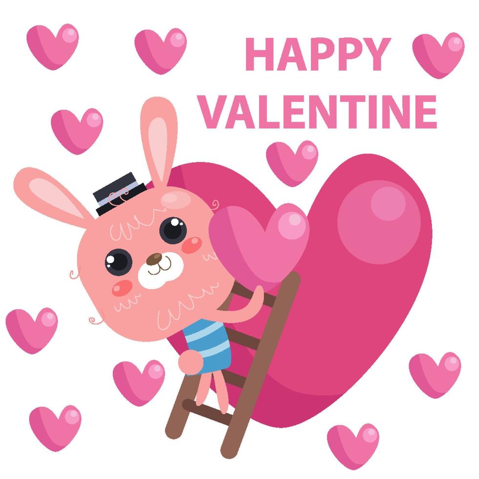 ilustración plana de animales lindos san valentín adecuado para el diseño de niños vector