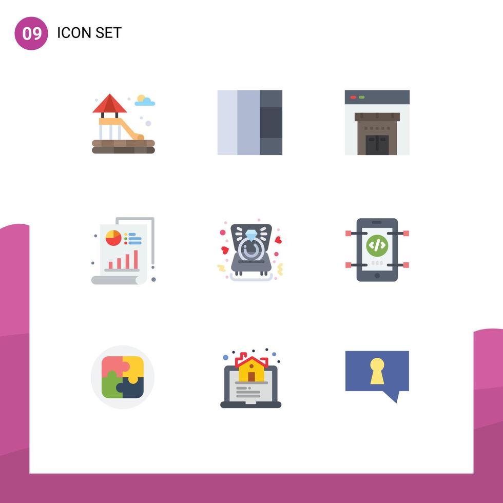 9 Creative Icons Modern Signs and Symbols of coding wedding medical ring heart Editable Vector Design Elements