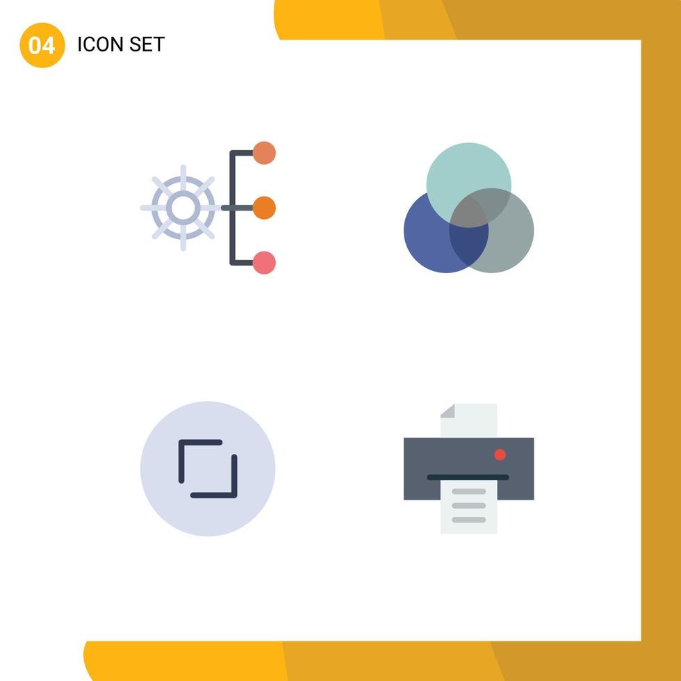 4 Creative Icons Modern Signs and Symbols of company circle management color zoom Editable Vector Design Elements