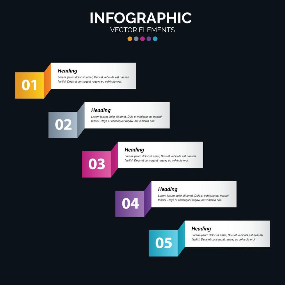 5 Option Infographics diagram annual report web design Business concept steps or processes vector