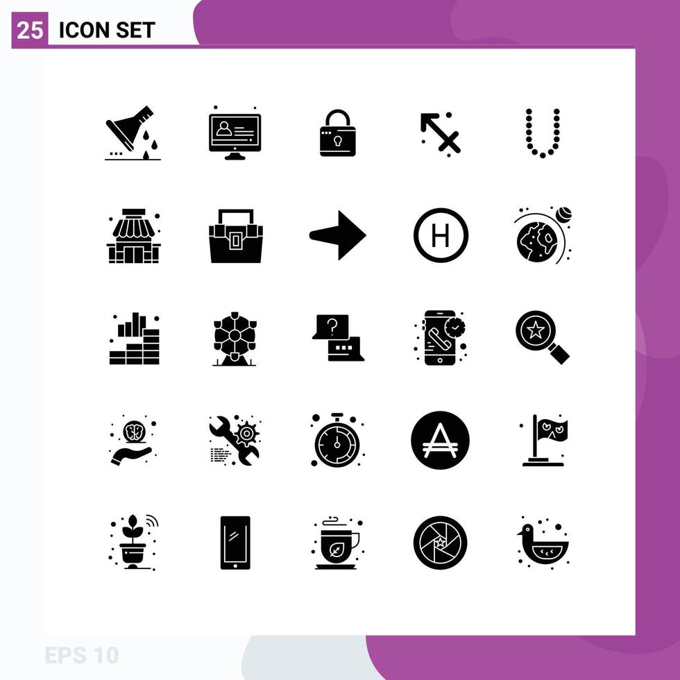Modern Set of 25 Solid Glyphs and symbols such as beauty greece louck zodiac astrology Editable Vector Design Elements