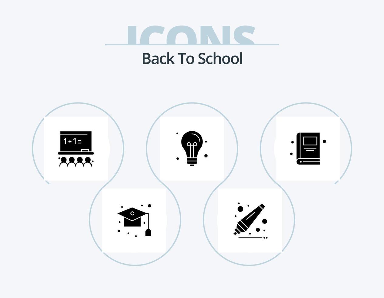 Back To School Glyph Icon Pack 5 Icon Design. book. idea. art. education. back to school vector