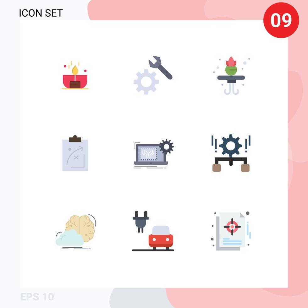 9 Flat Color concept for Websites Mobile and Apps blueprint economics home tactics strategic Editable Vector Design Elements