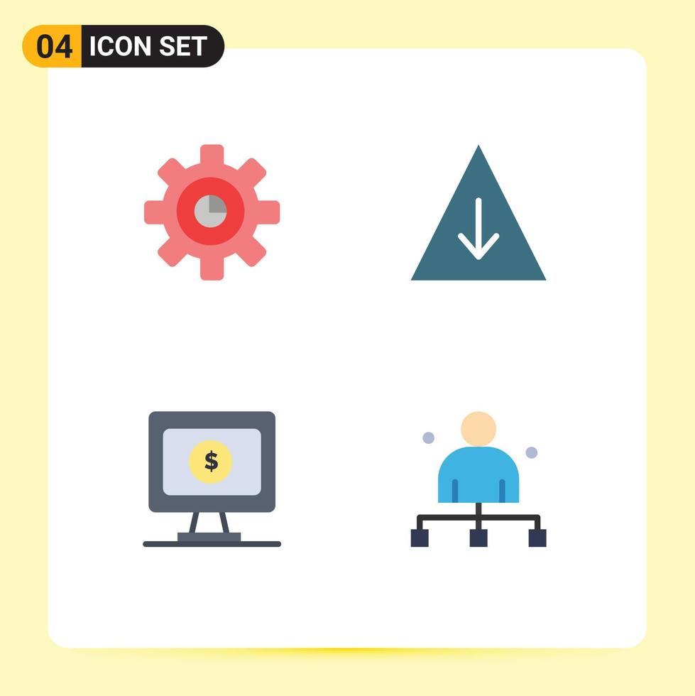 Pictogram Set of 4 Simple Flat Icons of graph online setting pyramid captain Editable Vector Design Elements