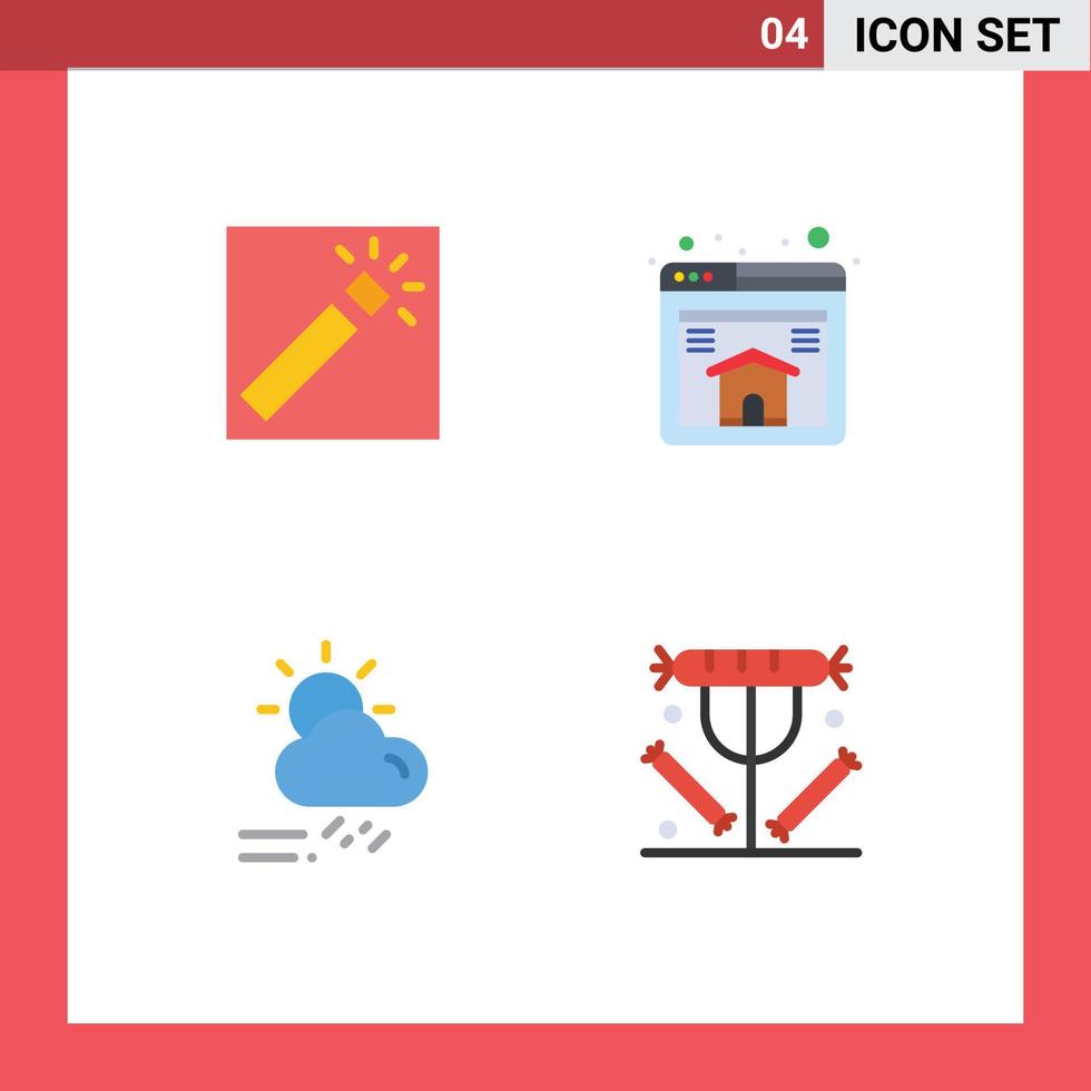 Universal Icon Symbols Group of 4 Modern Flat Icons of photo rainy retouch web weather Editable Vector Design Elements