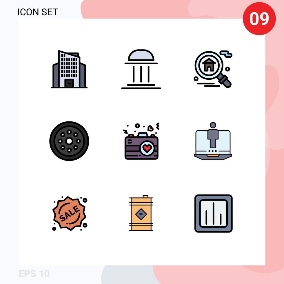 paquete de iconos de vector de stock de 9 signos y símbolos de línea para la seguridad del hogar inteligente del corazón elementos de diseño de vector editables bloqueados