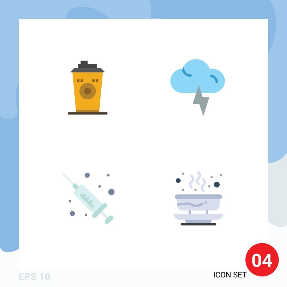 4 Thematic Vector Flat Icons and Editable Symbols of coffee medicine black coffee weather hot Editable Vector Design Elements