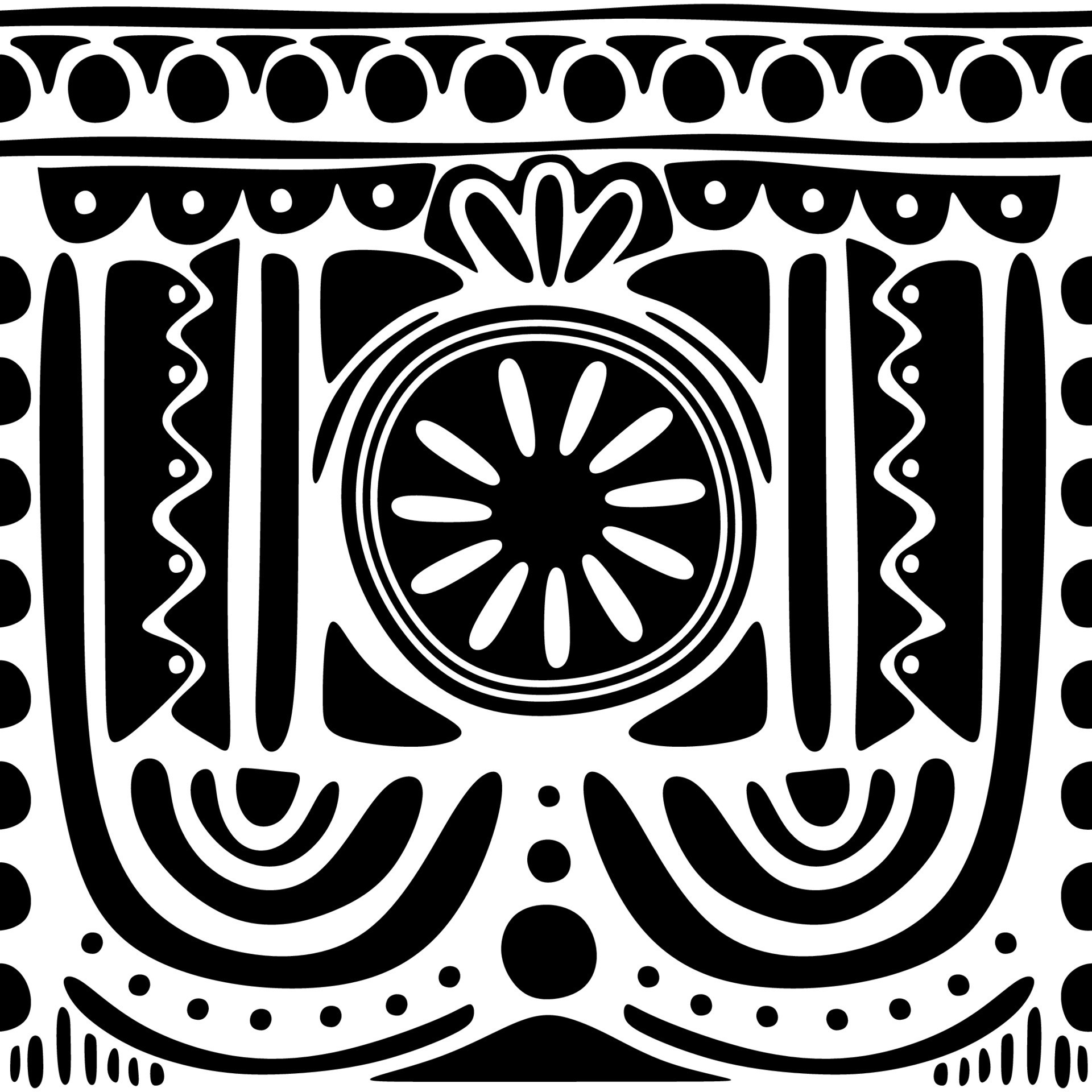 Hand drawing of black white abstract circle seamless pattern. 17666414