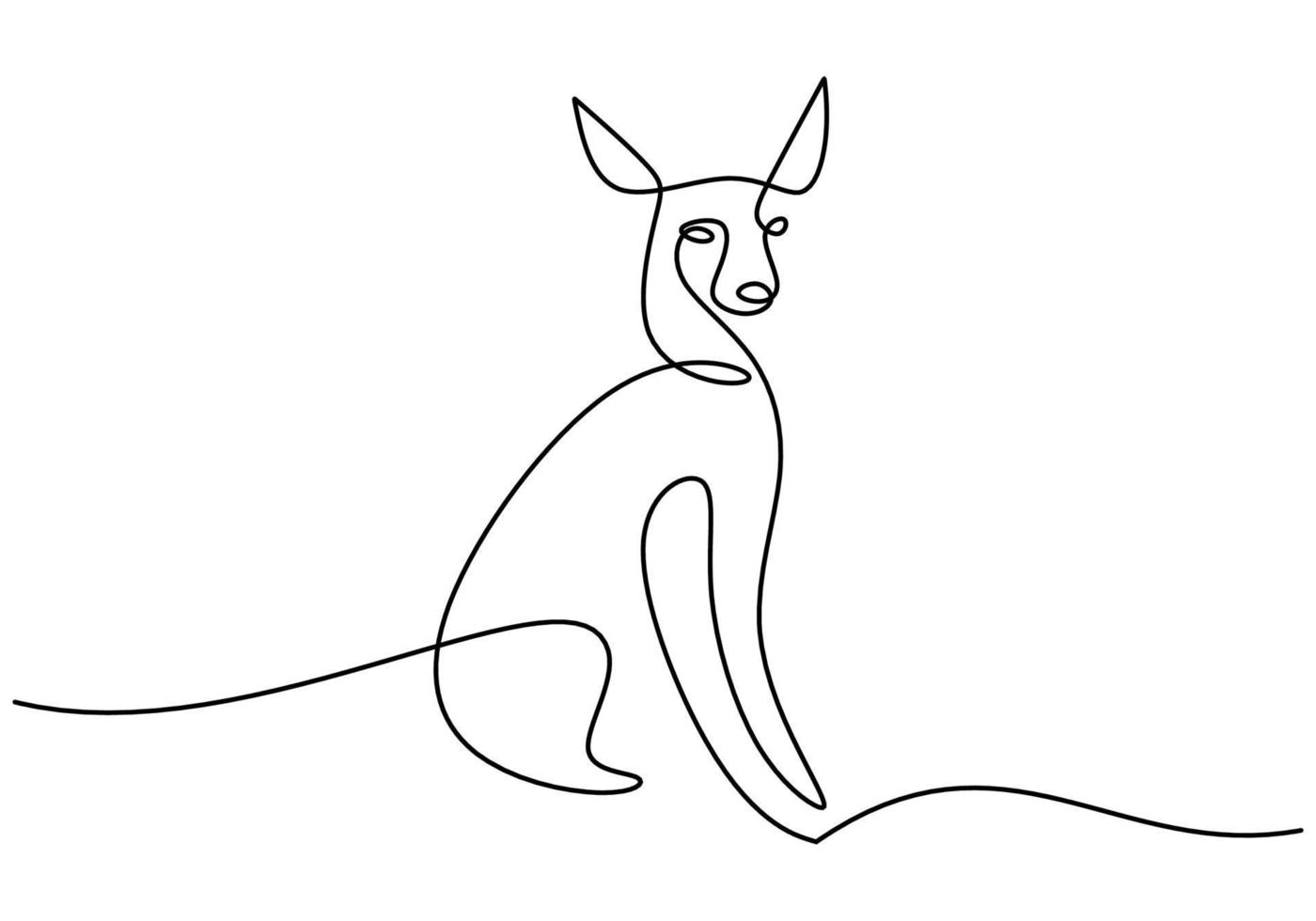 Hand drawn one single continuous line of dog on white background. vector