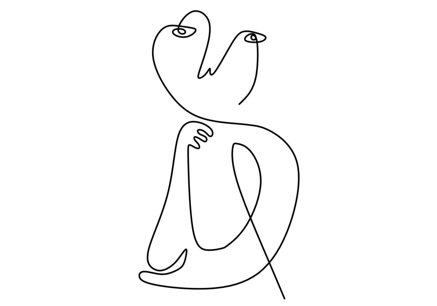 Hand drawn single line of primordial man body and face vector