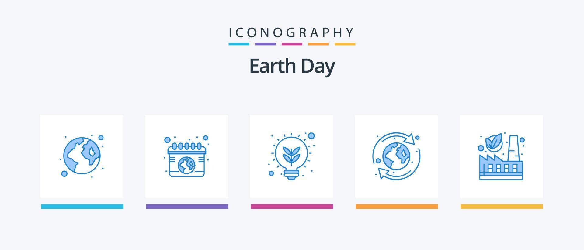 Earth Day Blue 5 Icon Pack Including nuclear. recycle. ecology. natural. earth. Creative Icons Design vector