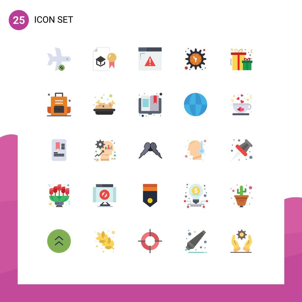 Modern Set of 25 Flat Colors and symbols such as watch setting study gear web Editable Vector Design Elements