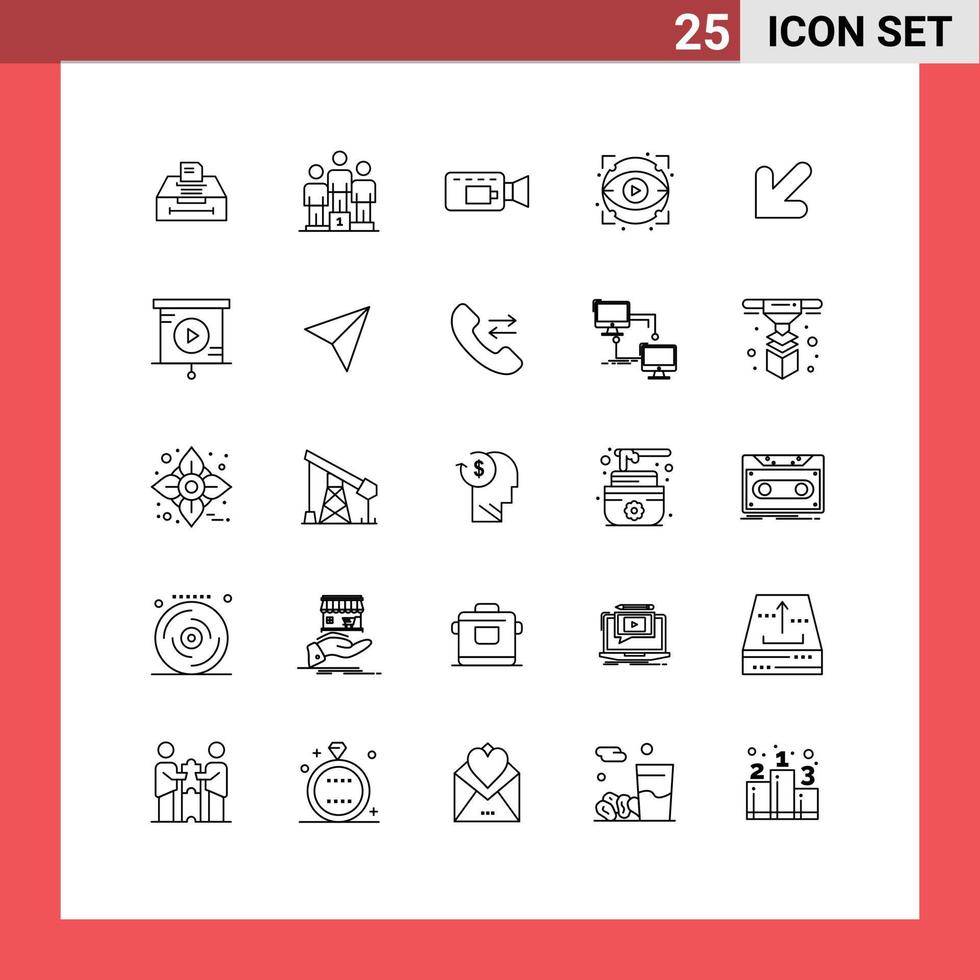 25 Creative Icons Modern Signs and Symbols of left arrow cam show eyeball Editable Vector Design Elements