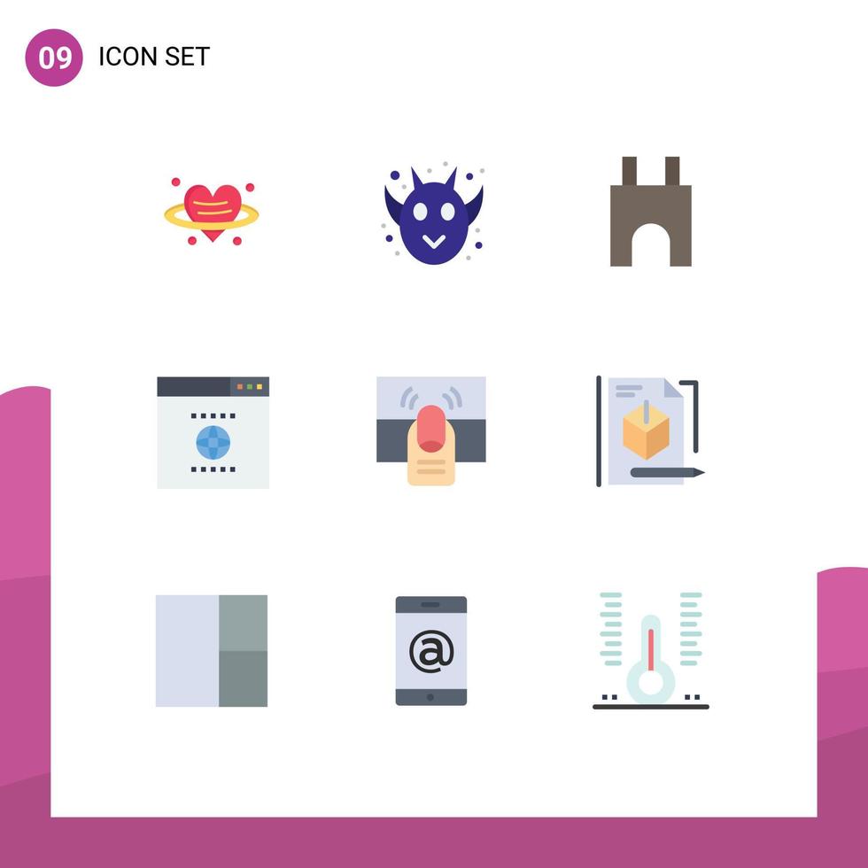 Stock Vector Icon Pack of 9 Line Signs and Symbols for finger website castle seo medieval Editable Vector Design Elements