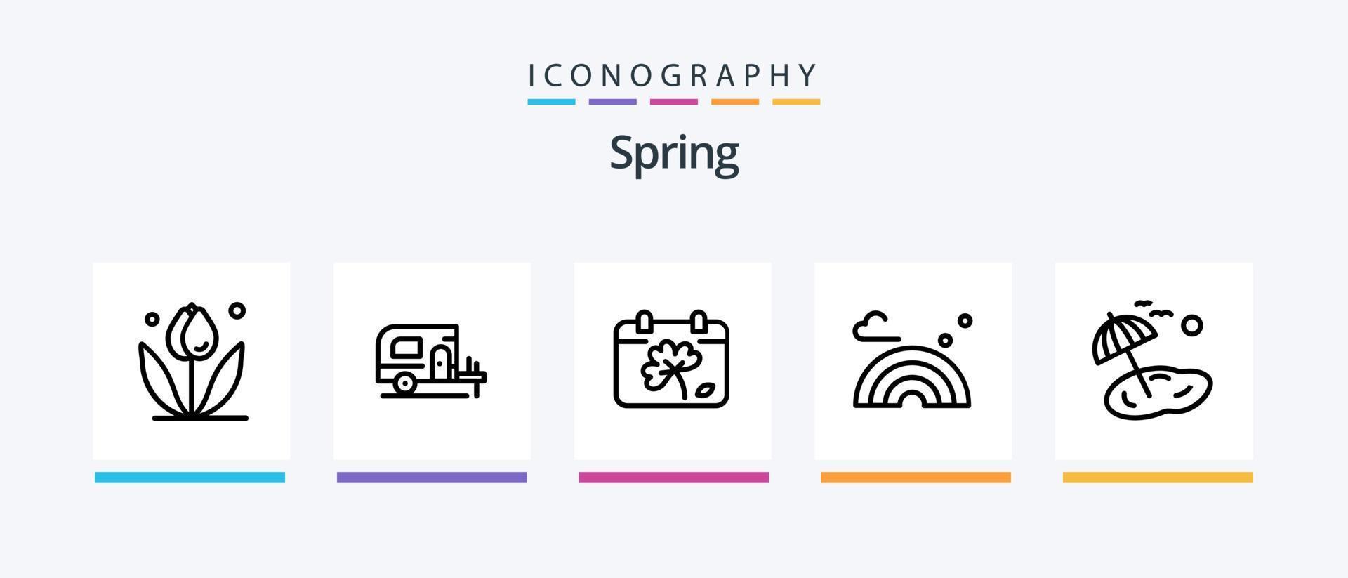 Spring Line 5 Icon Pack Including rainbow. spring. temperature. vegetable. carrot. Creative Icons Design vector