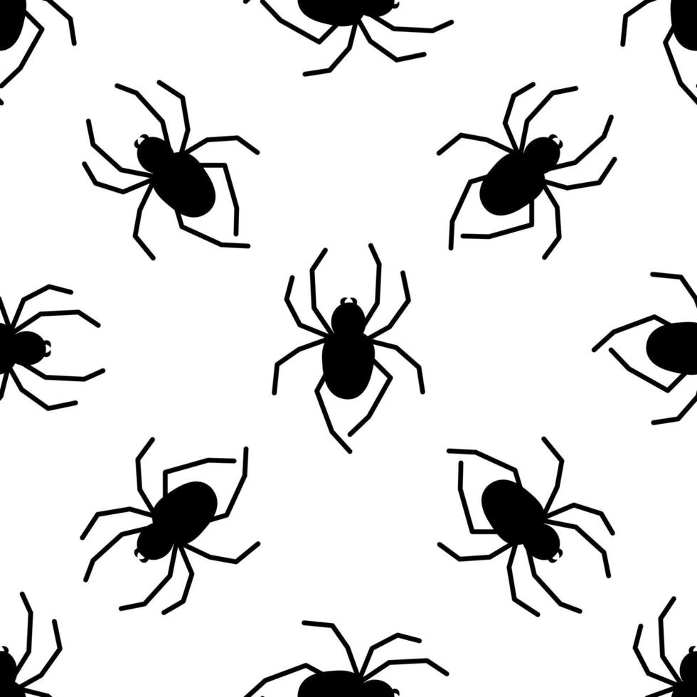 patrón transparente de vector de araña sobre un fondo blanco. estampado de insectos en textiles, papel, tema de papel de envolver