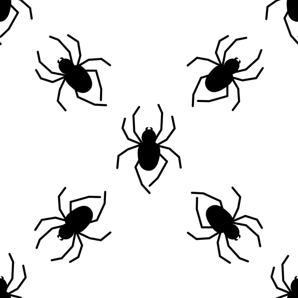 patrón transparente de vector de araña sobre un fondo blanco. estampado de insectos en textiles, papel, tema de papel de envolver