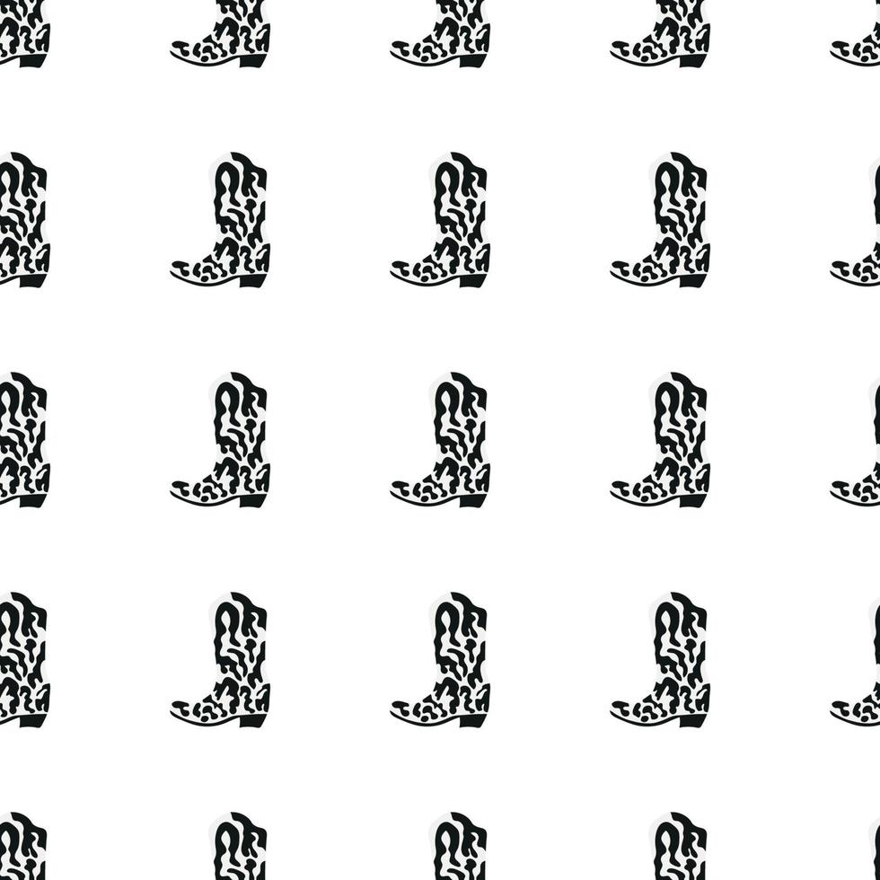 Cowboy boots with ornament seamless pattern. Wild west theme. Hand drawn colored trendy vector illustration on white background