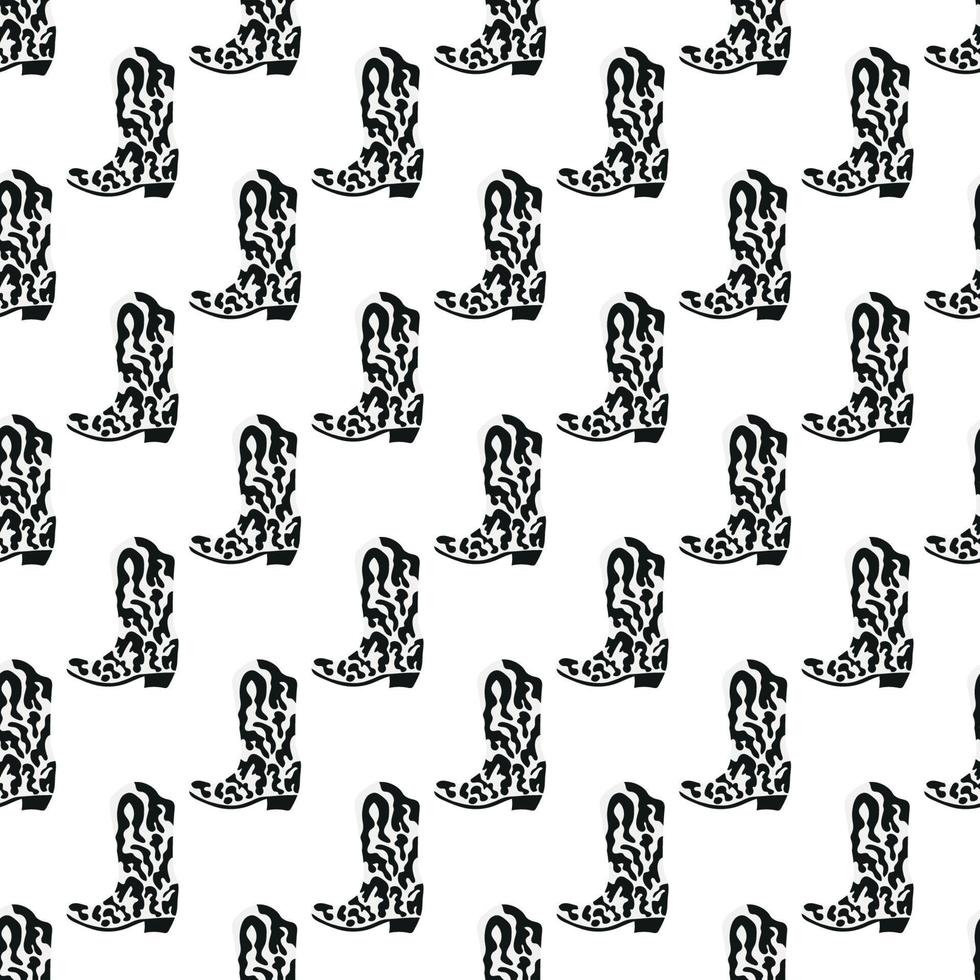Cowboy boots with ornament seamless pattern. Wild west theme. Hand drawn colored trendy vector illustration on white background