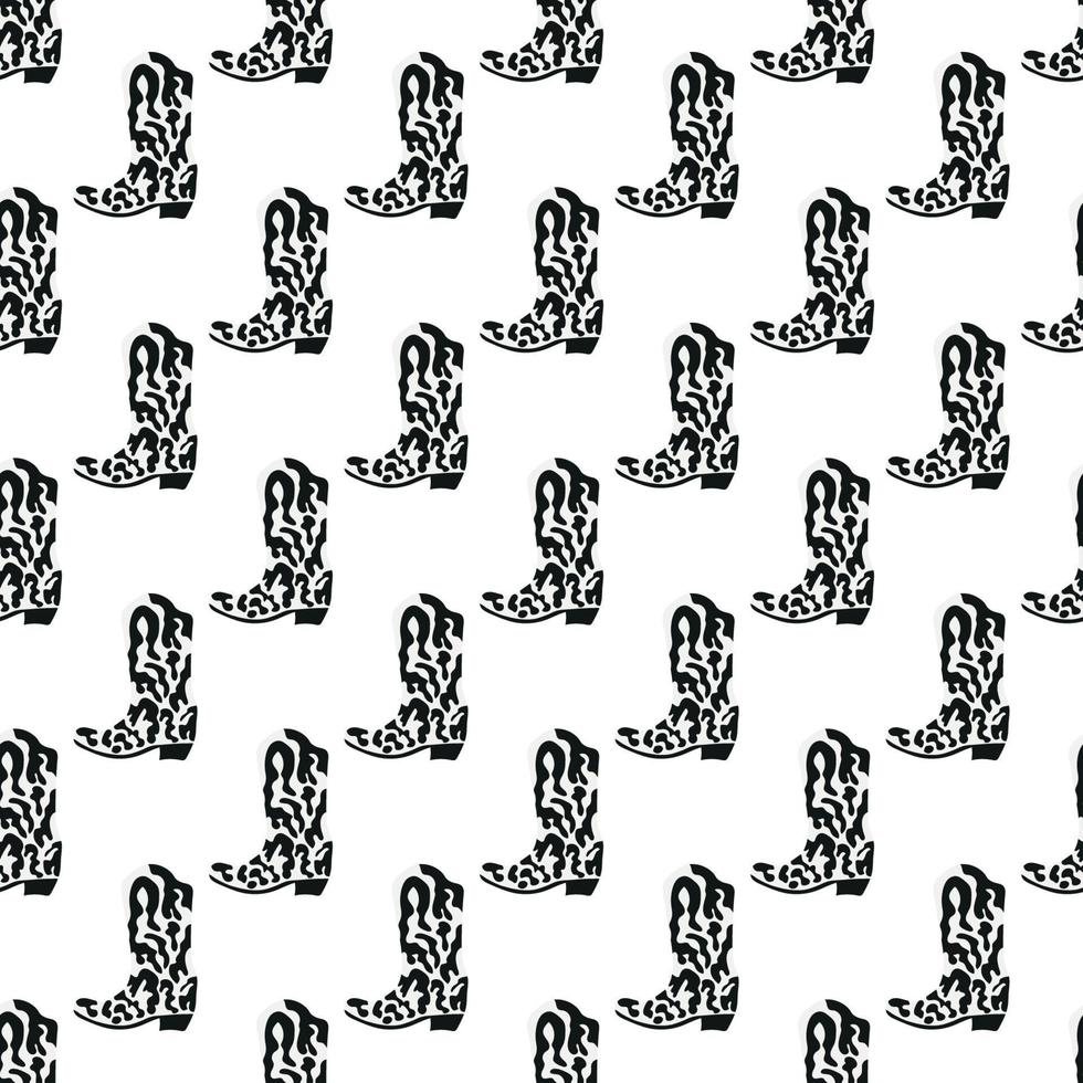 Cowboy boots with ornament seamless pattern. Wild west theme. Hand drawn colored trendy vector illustration on white background