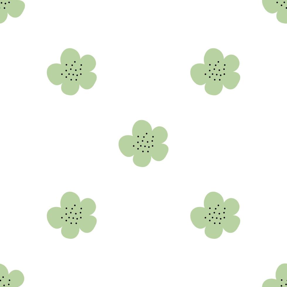 Floral seamless vector pattern with flowers. Spring flora. Simple hand-drawn kids style. Pretty ditsy for fabric, textile, wallpaper. Digital paper in white background