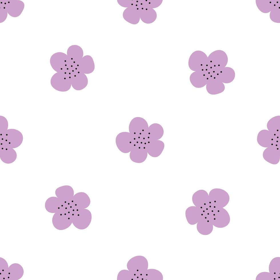 patrón floral vector transparente con flores. flor de primavera estilo infantil simple dibujado a mano. bastante ditsy para tela, textil, papel pintado. papel digital en fondo blanco