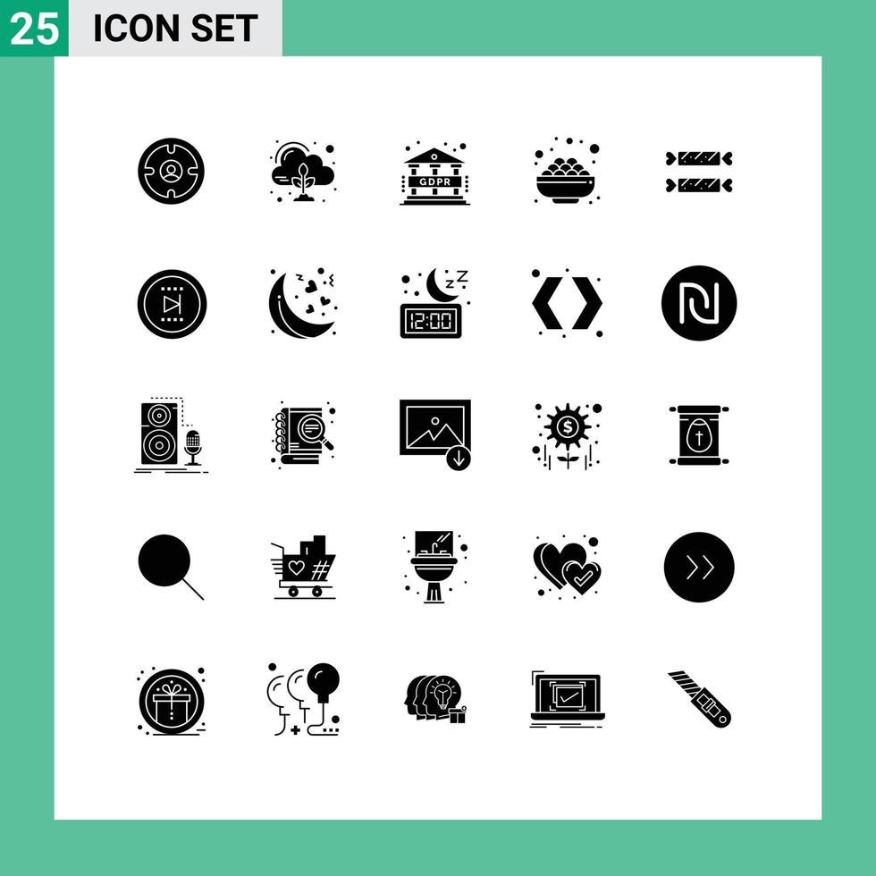 Set of 25 Modern UI Icons Symbols Signs for candy sweet cloud sugar bowl Editable Vector Design Elements