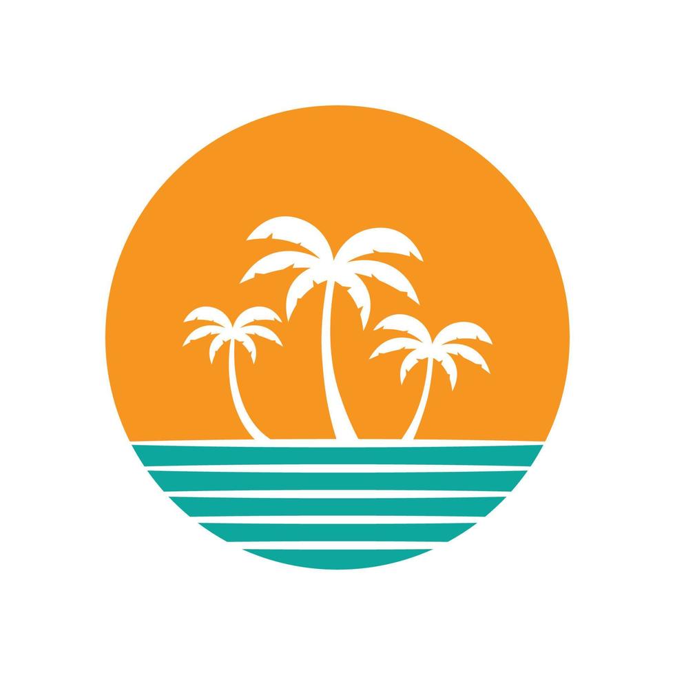 Palm tree summer logo template vector illustration