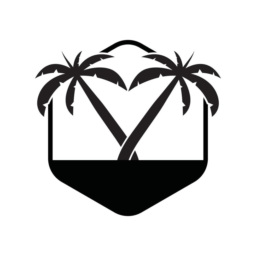 Ilustración de vector de plantilla de logotipo de verano de palmera