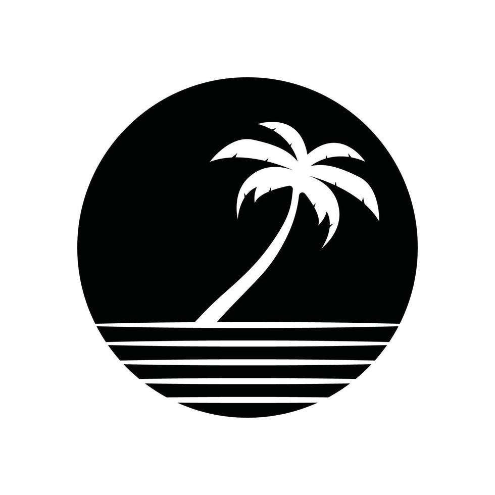 Ilustración de vector de plantilla de logotipo de verano de palmera