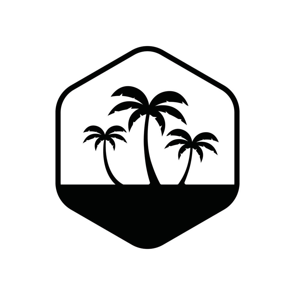 Ilustración de vector de plantilla de logotipo de verano de palmera