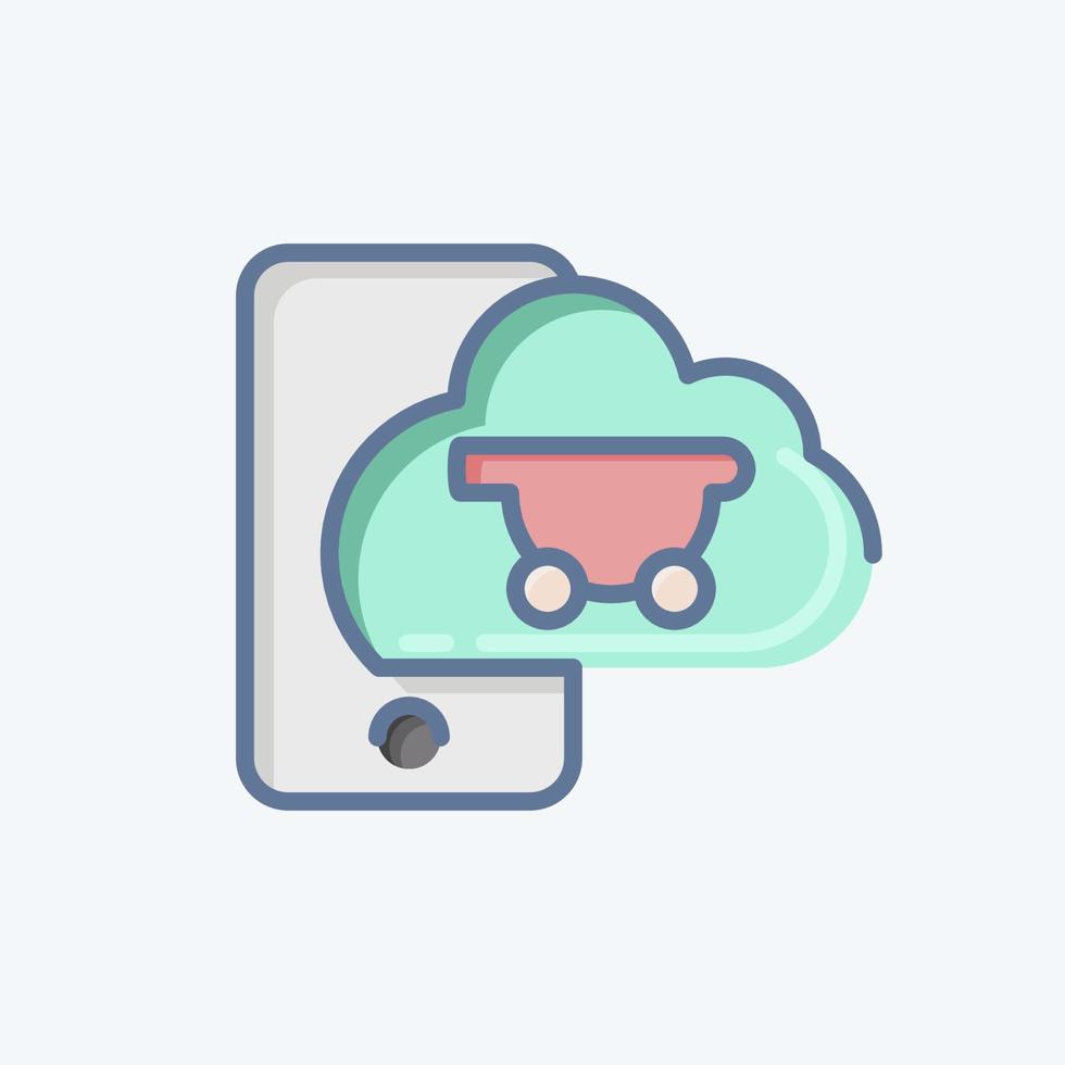 Icon Mobile Commerce. related to Online Store symbol. doodle style. simple illustration. shop vector