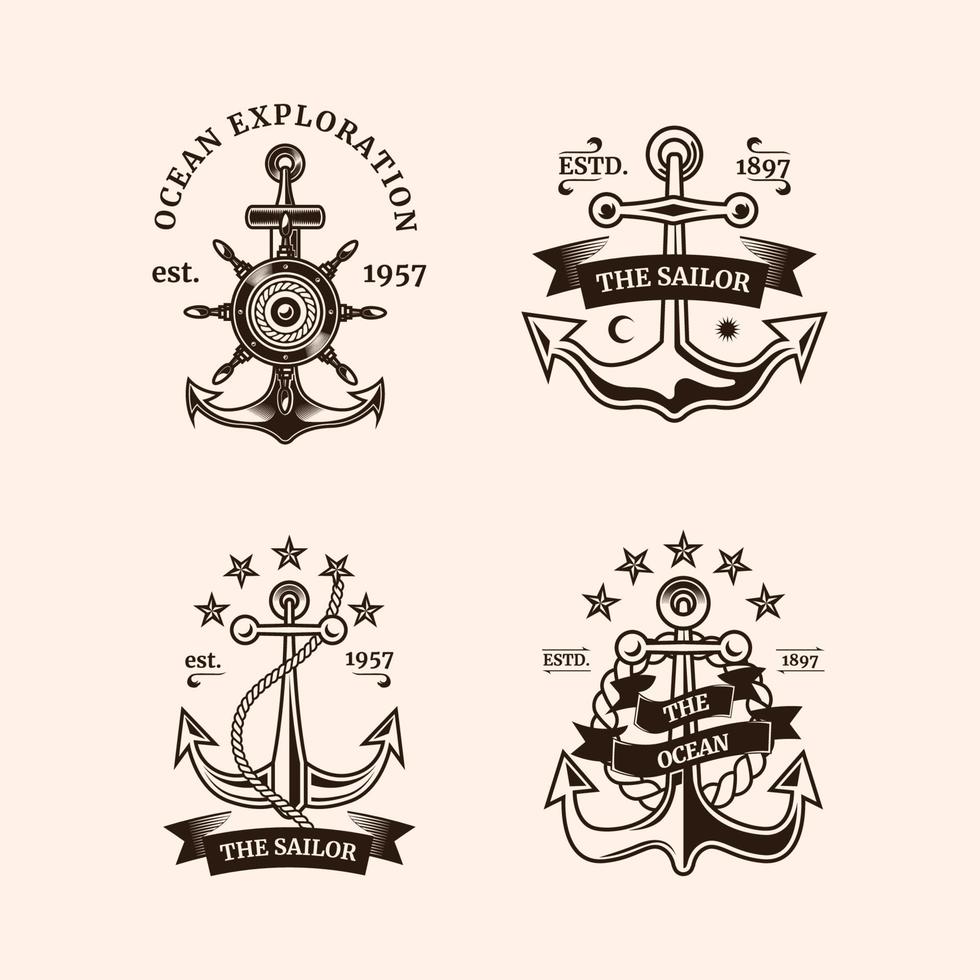 Vintage Anchor Marine Logo Collection vector