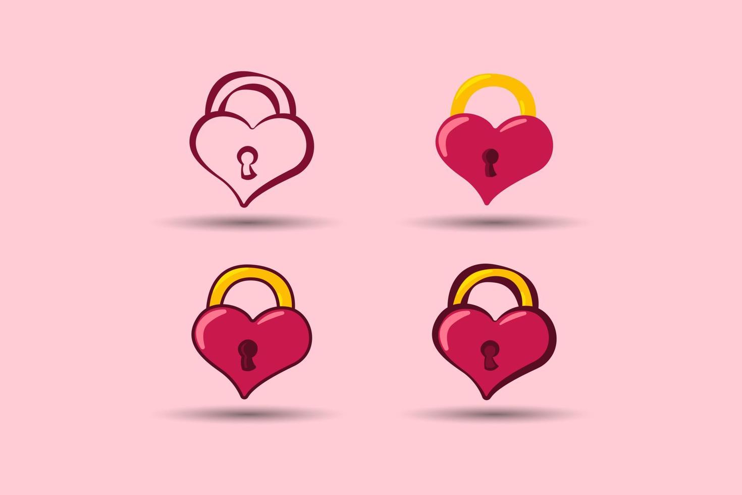 valentines day element. Love pad lock. Locked heart. Vector illustration