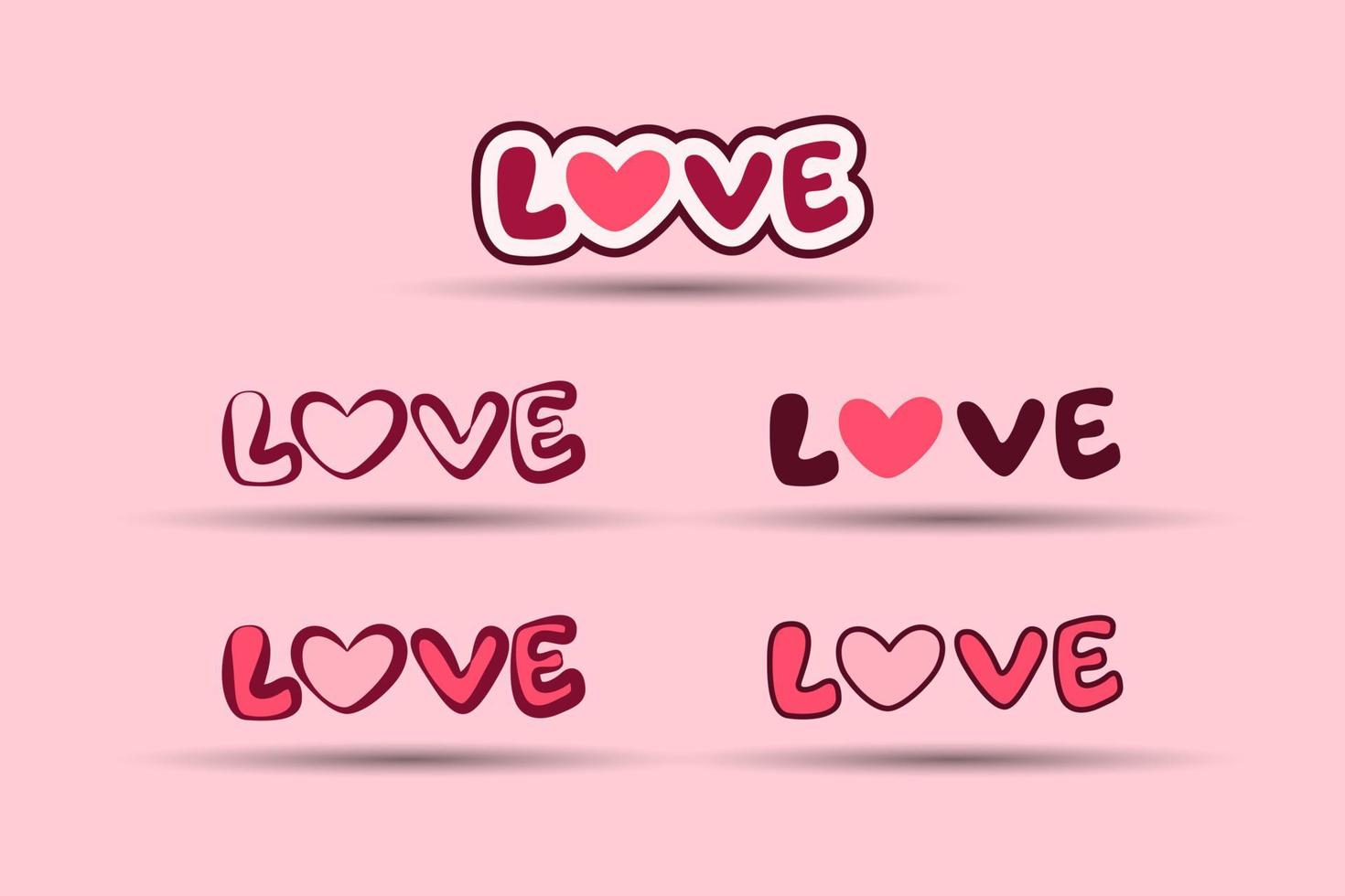 valentines day element. Valentines love letter or word typography. Vector illustration