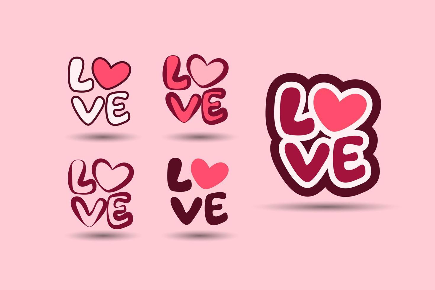 valentines day element. Valentines love letter or word typography. Vector illustration