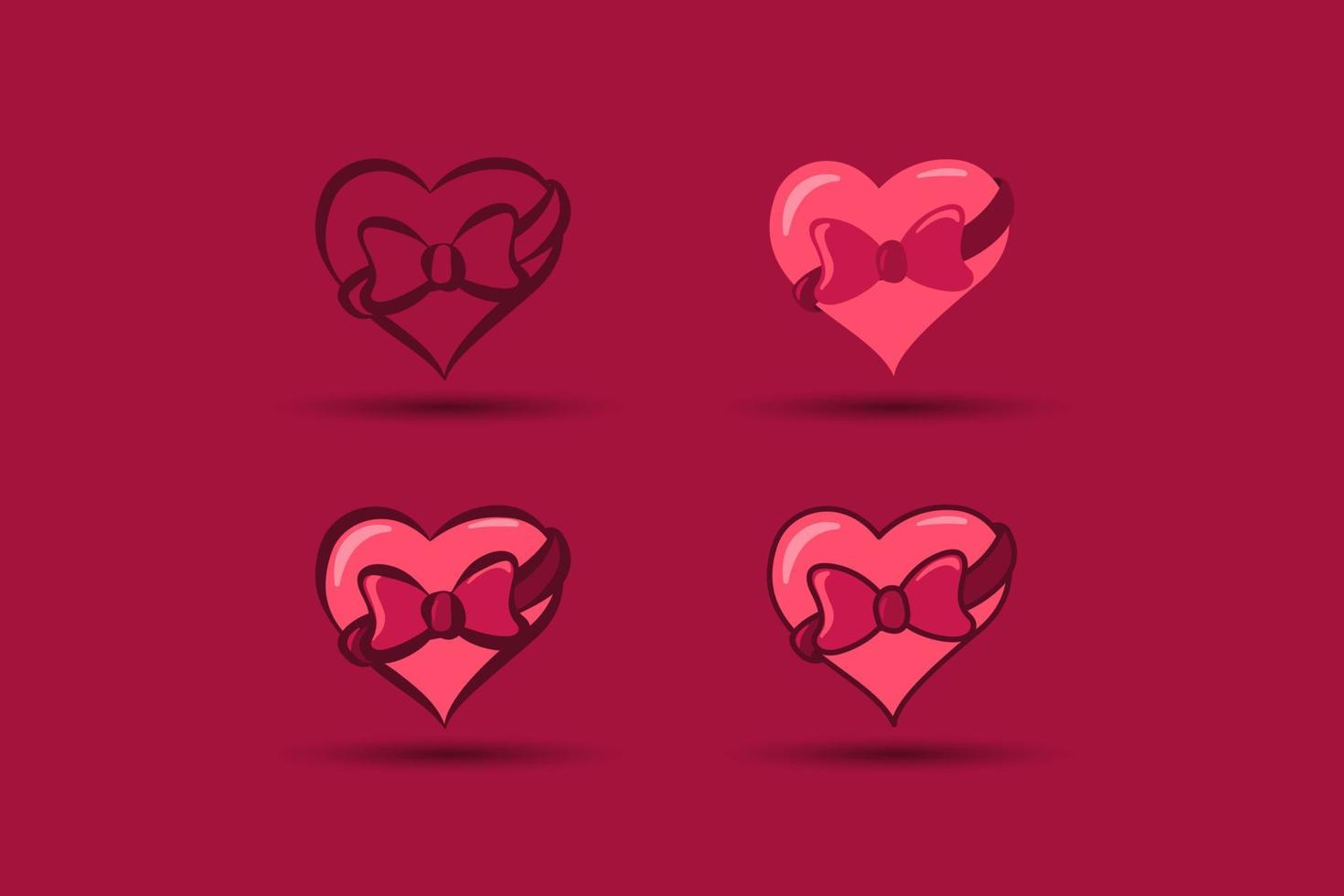 valentines day element. Valentines love gifts with ribbons. Vector illustration