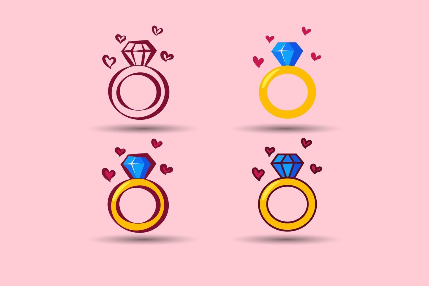 elemento del día de san valentín. ilustración de anillo de diamantes. ilustración vectorial vector