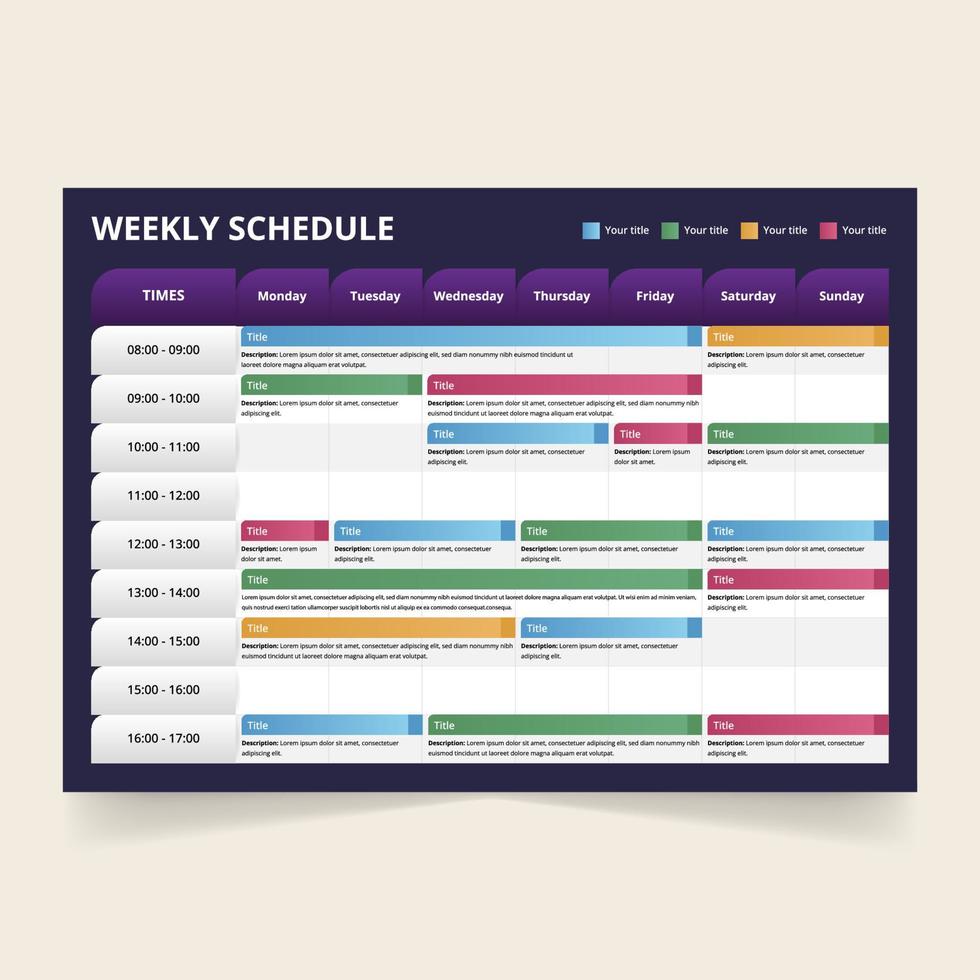 Weekly Schedule Template vector