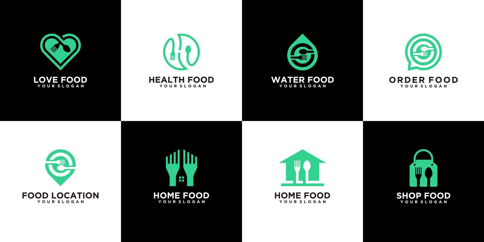 Set of creative food logo design symbols icons vector