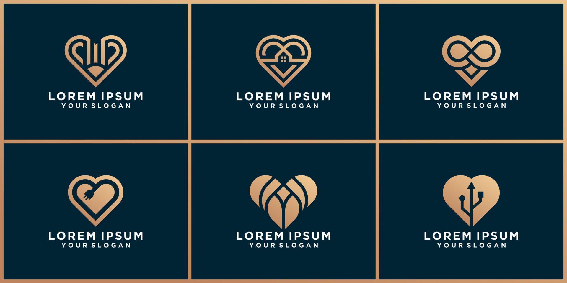 conjunto de símbolo de icono de diseño de logotipo de amor vector