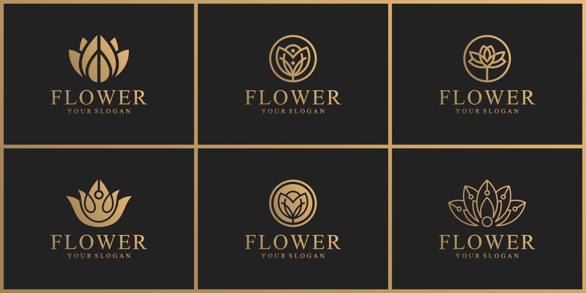 collection of natural flower logos vector