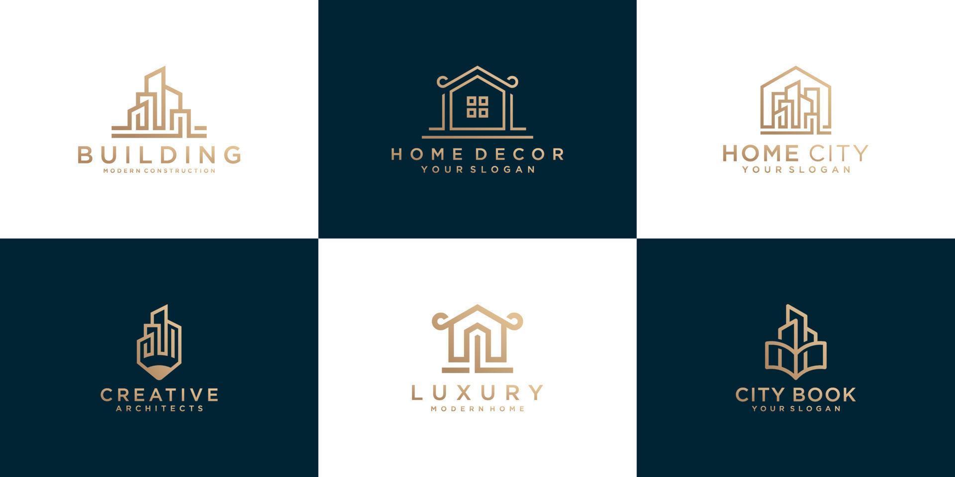 collection of creative home and building logos vector