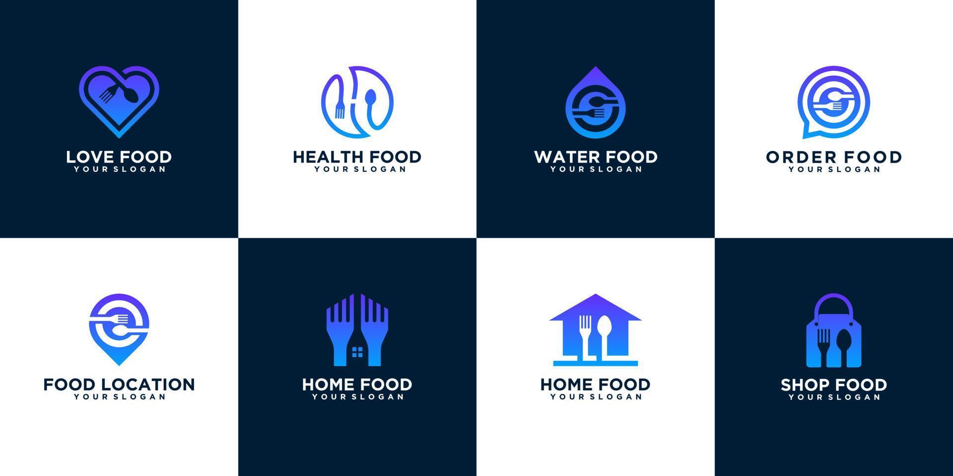 Set of creative food logo design symbols icons vector