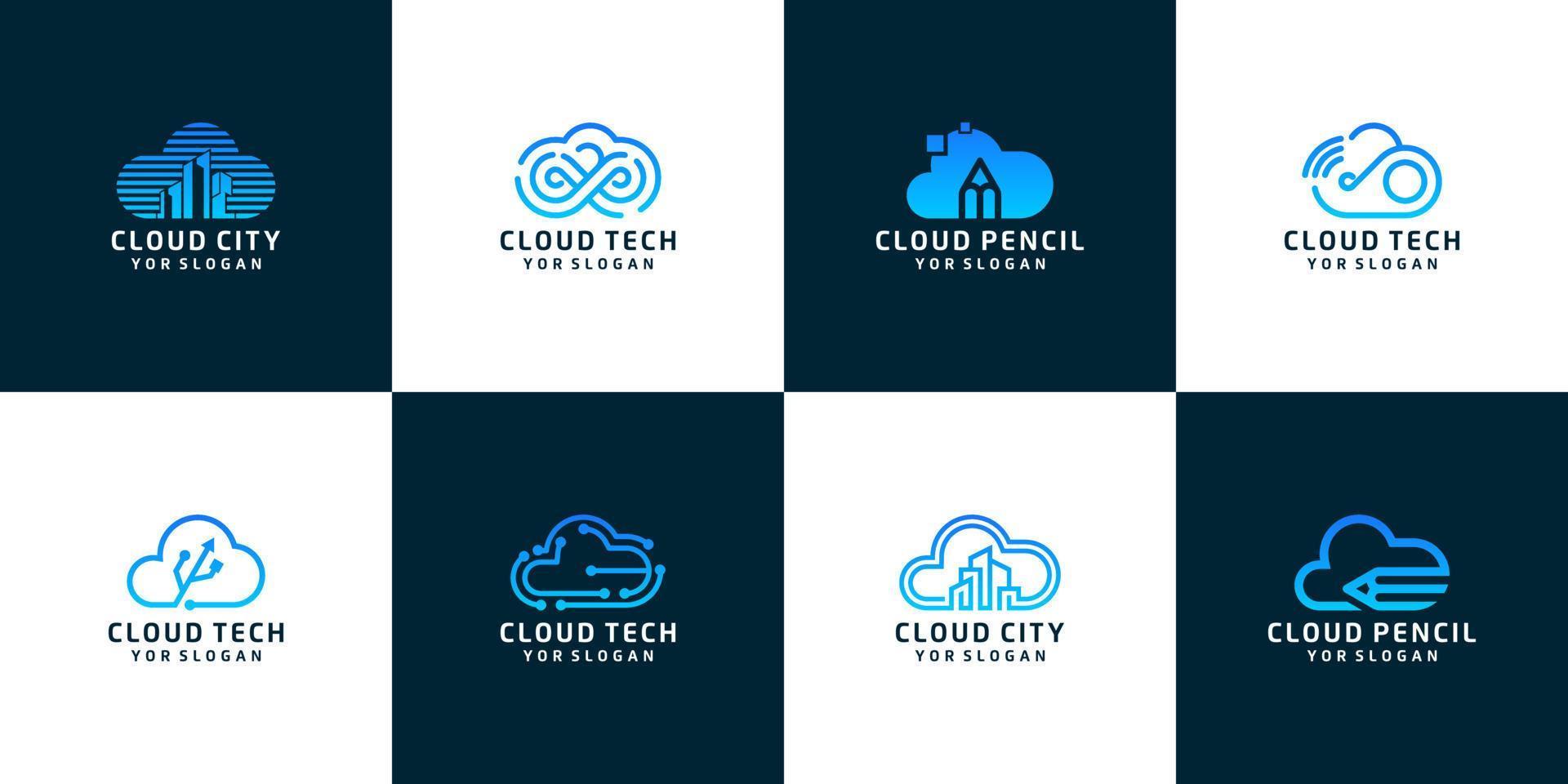 Collection of cloud logo templates vector