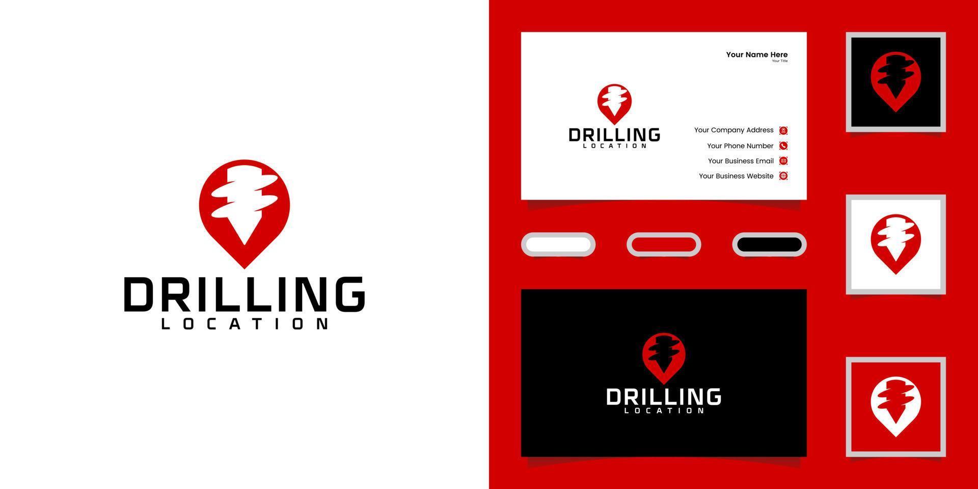 modern drill logo design template and business card vector