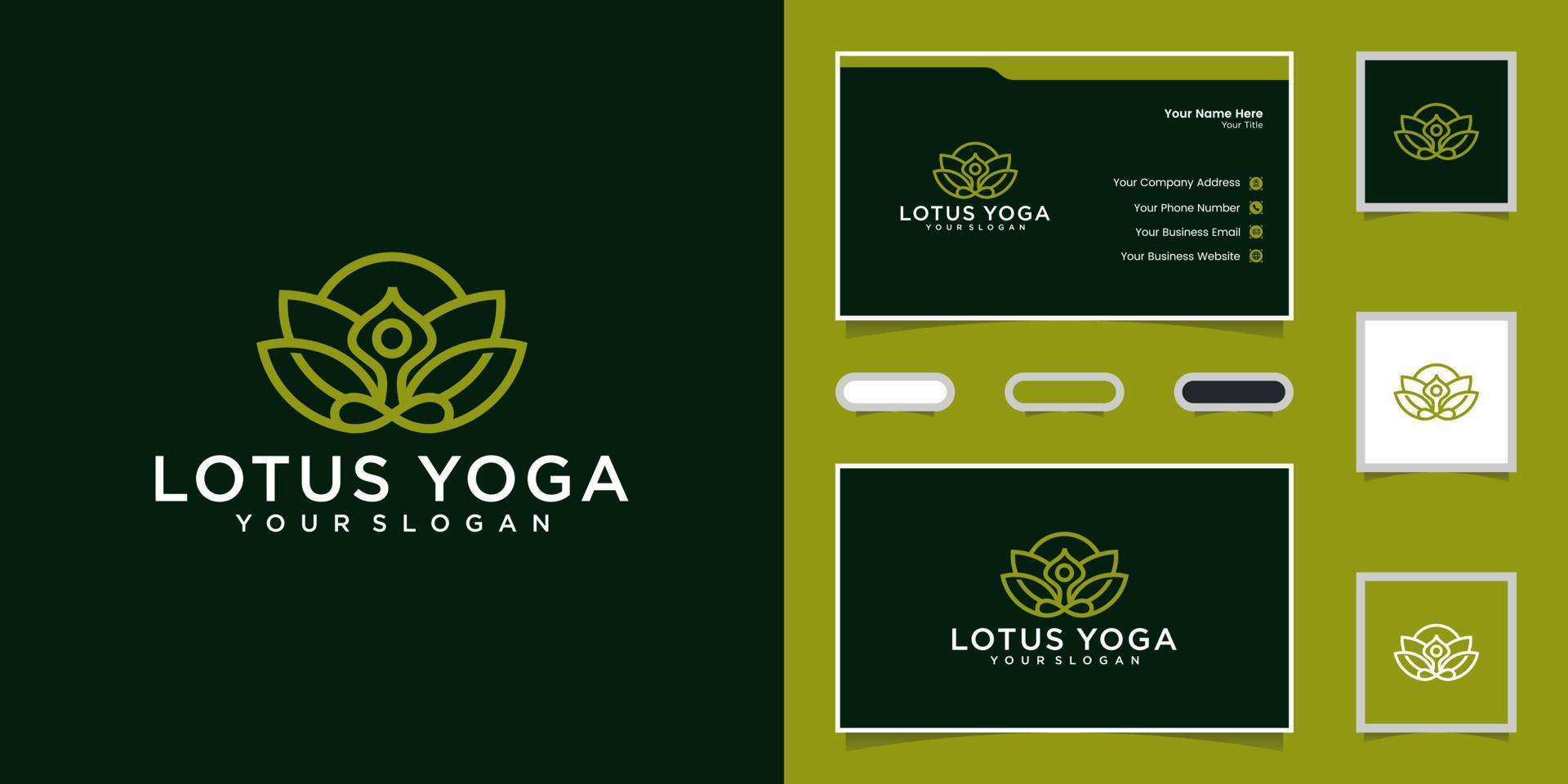 plantilla de diseño de logotipo de yoga minimalista y tarjeta de visita vector