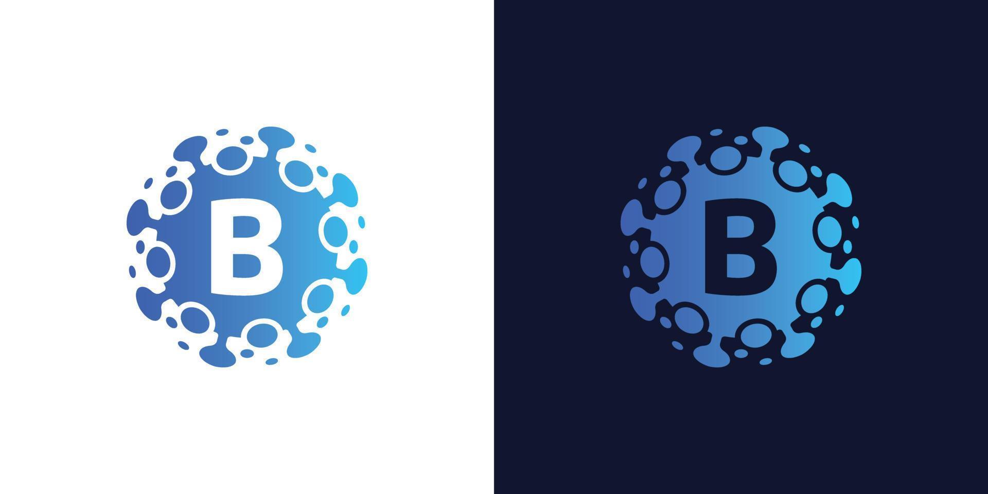 molecule initial Letter B Logo design , Lab Logo Design Element , Design Vector with Dots