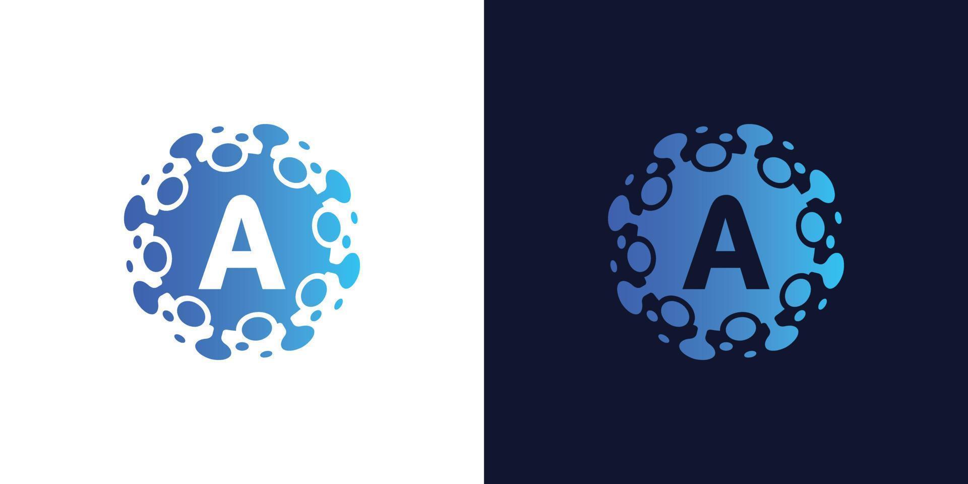 molecule initial Letter A Logo design , Lab Logo Design Element , Design Vector with Dots