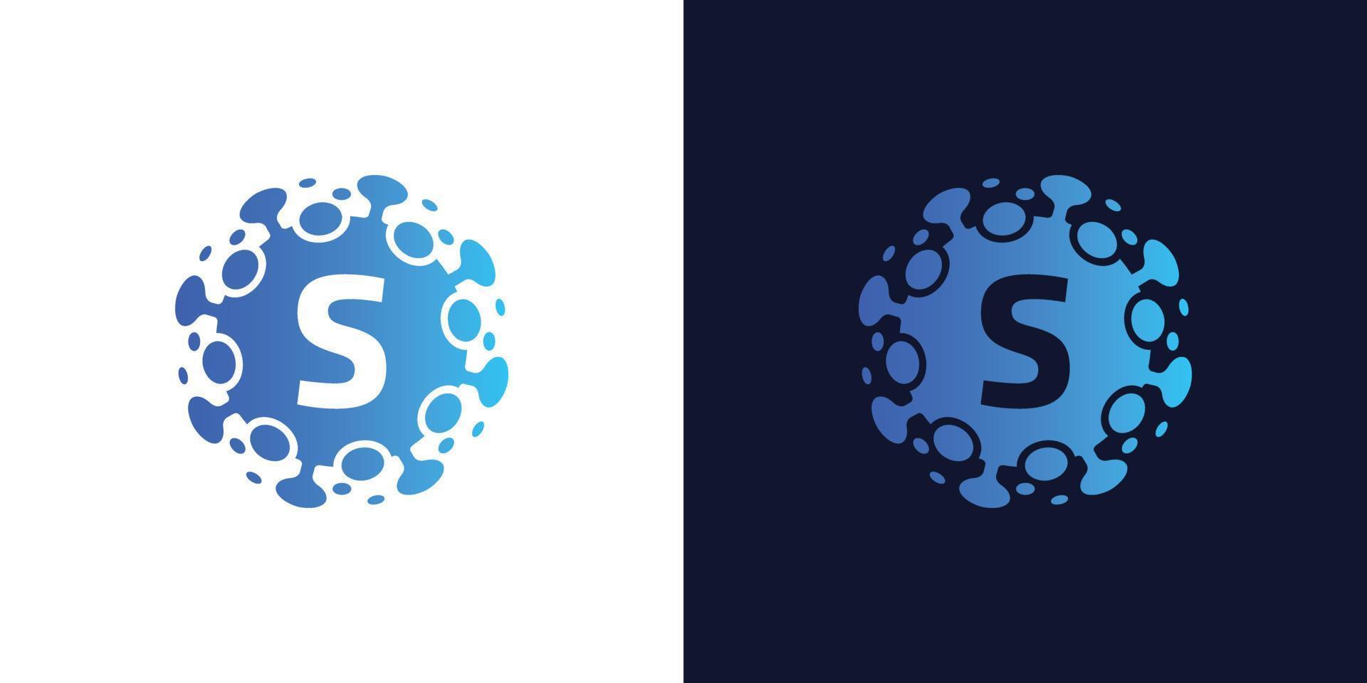 molecule initial Letter S Logo design , Lab Logo Design Element , Design Vector with Dots